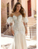 Beaded Ivory Lace Tulle Drop Waist Wedding Dress